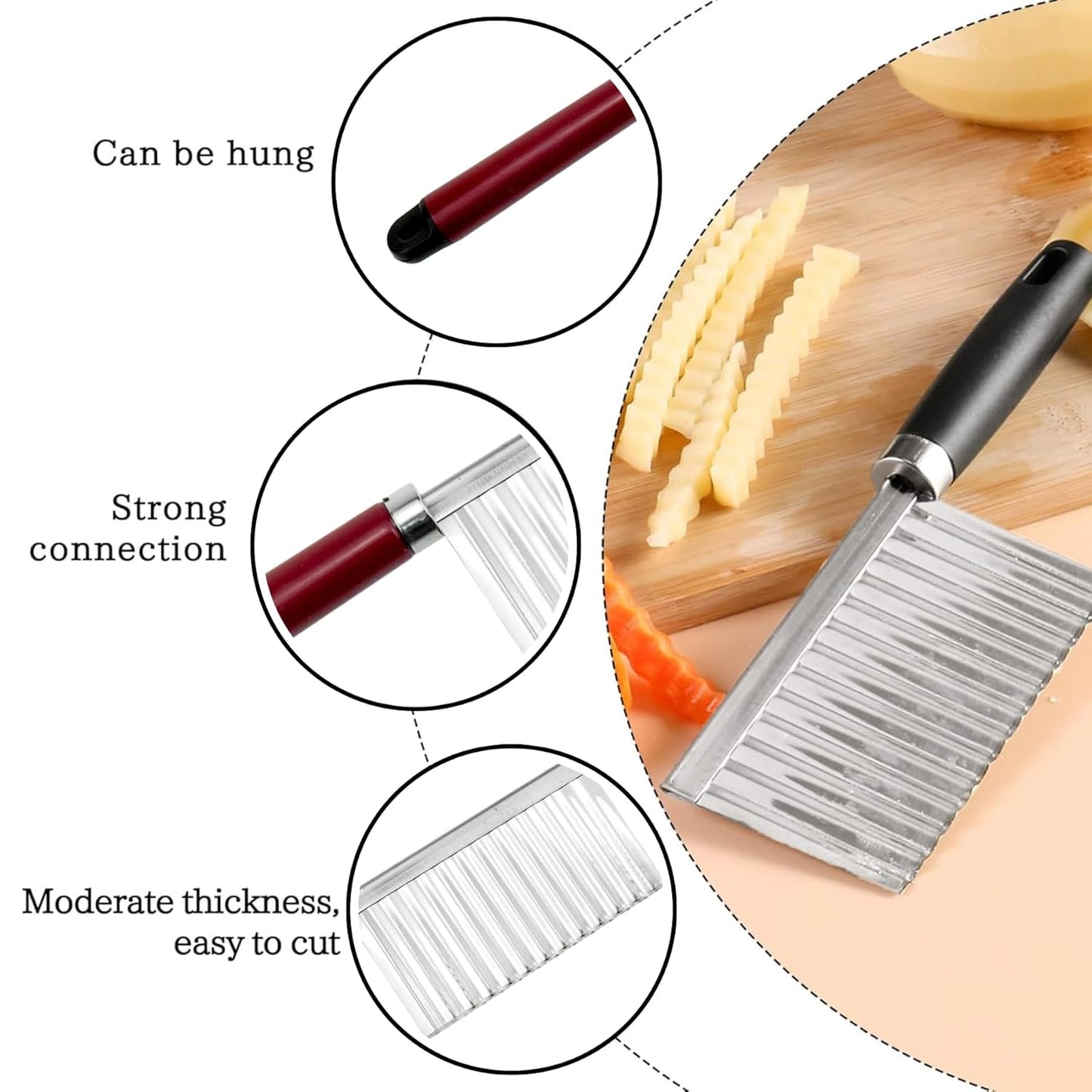 Stainless Steel Crinkle Cut Knife Vegetable Potato Chip Cutter with Wavy Blade Cutter