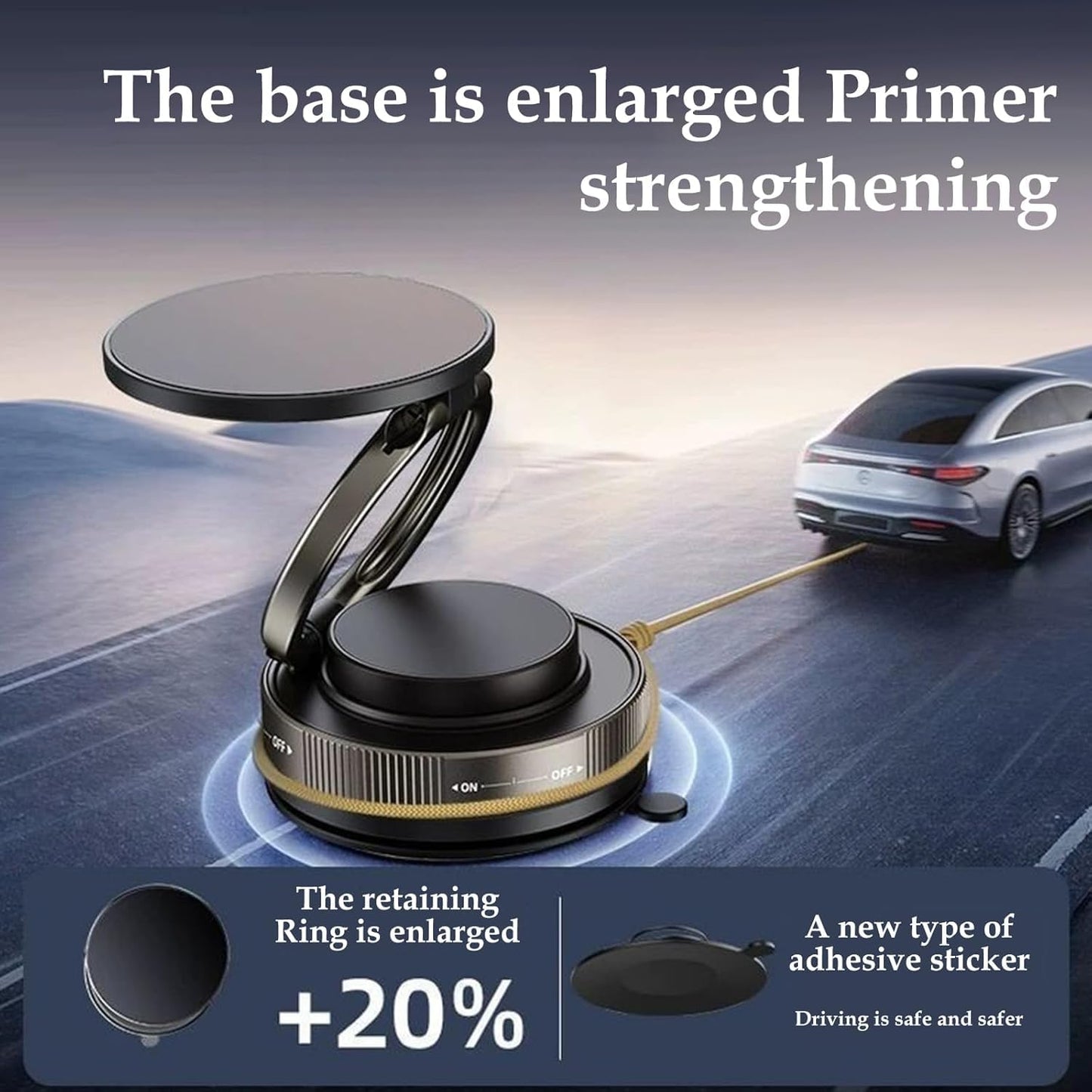 GadgetBite Magnetic Car Mobile Holder for Dashboard Vacuum Suction Phone Holder Mount Hand Free Magnetic Cell Phone Stand with Strong Grip Suction Cup Mount for Car Gym Office Table - Black