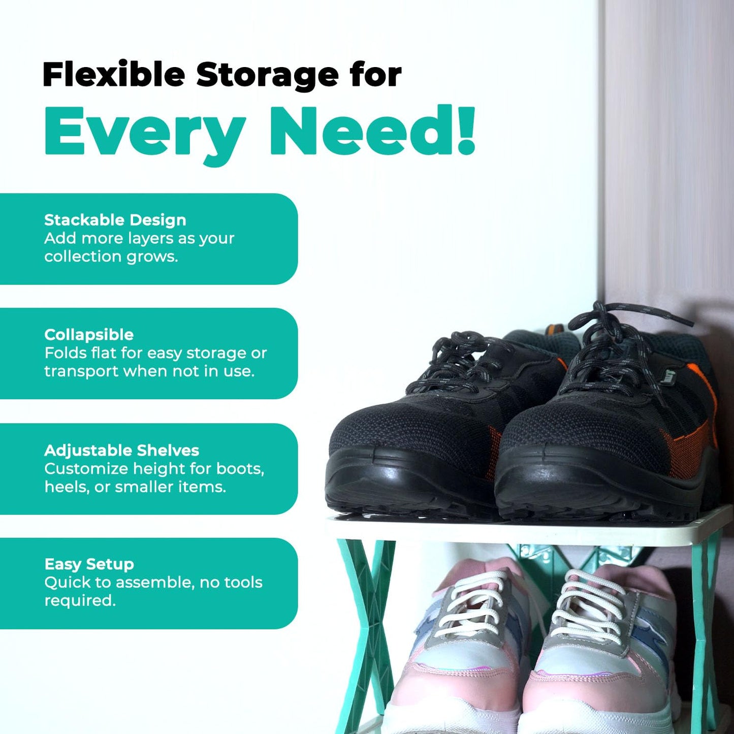 6 Layer Plastic Shoe Rack for Home Stackable & Adjustable Shoe Organizer Shelf for Entryway, Bedroom & Corner Use Space-Saving Foldable Stand with Book & Shoe Storage Slots (6 Layer)