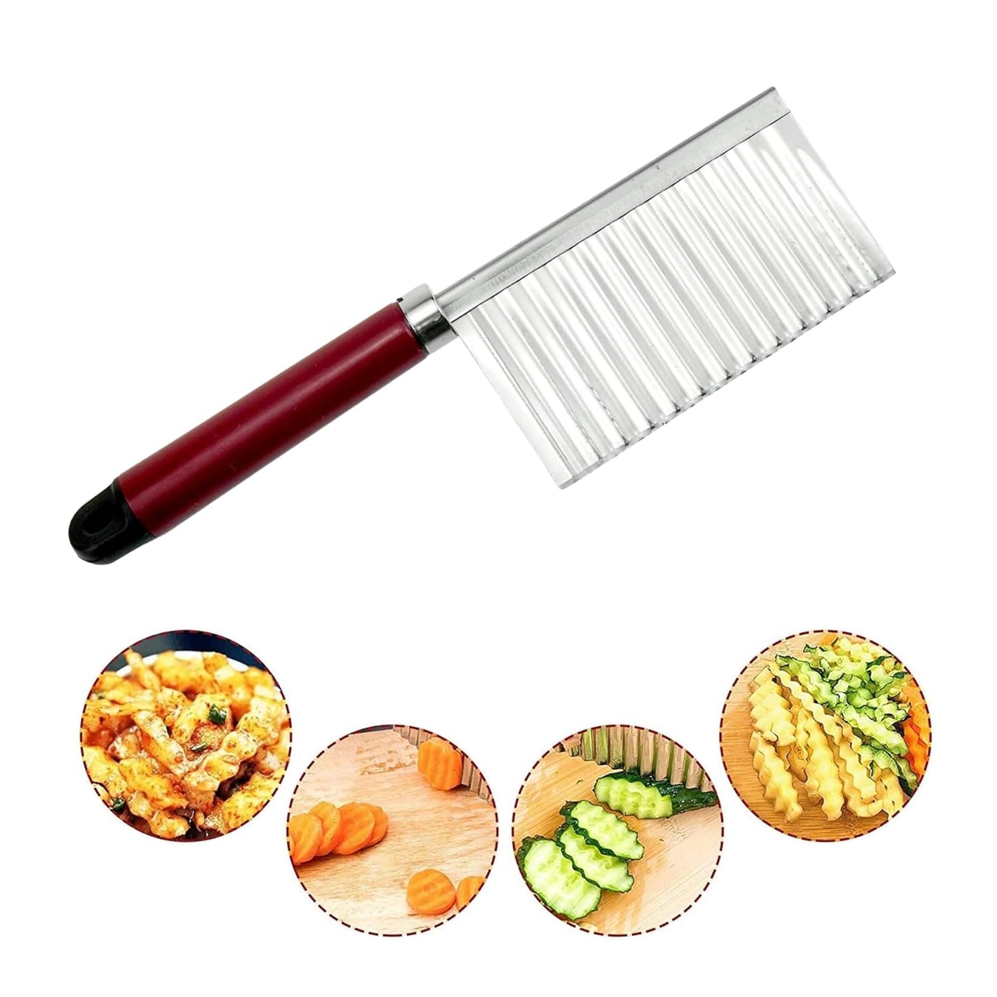 Stainless Steel Crinkle Cut Knife Vegetable Potato Chip Cutter with Wavy Blade Cutter