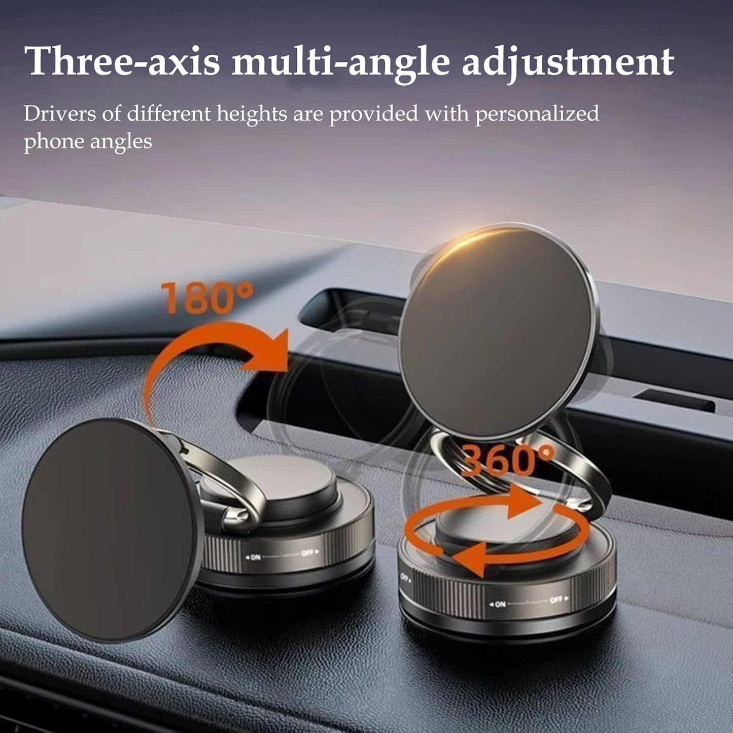 GadgetBite Magnetic Car Mobile Holder for Dashboard Vacuum Suction Phone Holder Mount Hand Free Magnetic Cell Phone Stand with Strong Grip Suction Cup Mount for Car Gym Office Table - Black