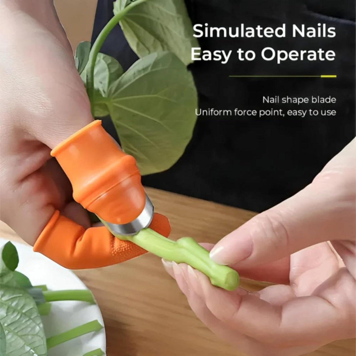 Thumb Knife with 1 Finger Protectors | Kitchen Cutter Set for Vegetables, Fruits & Herbs | Includes Garlic Peeler | Handy Kitchen Tool for Easy Food Prep