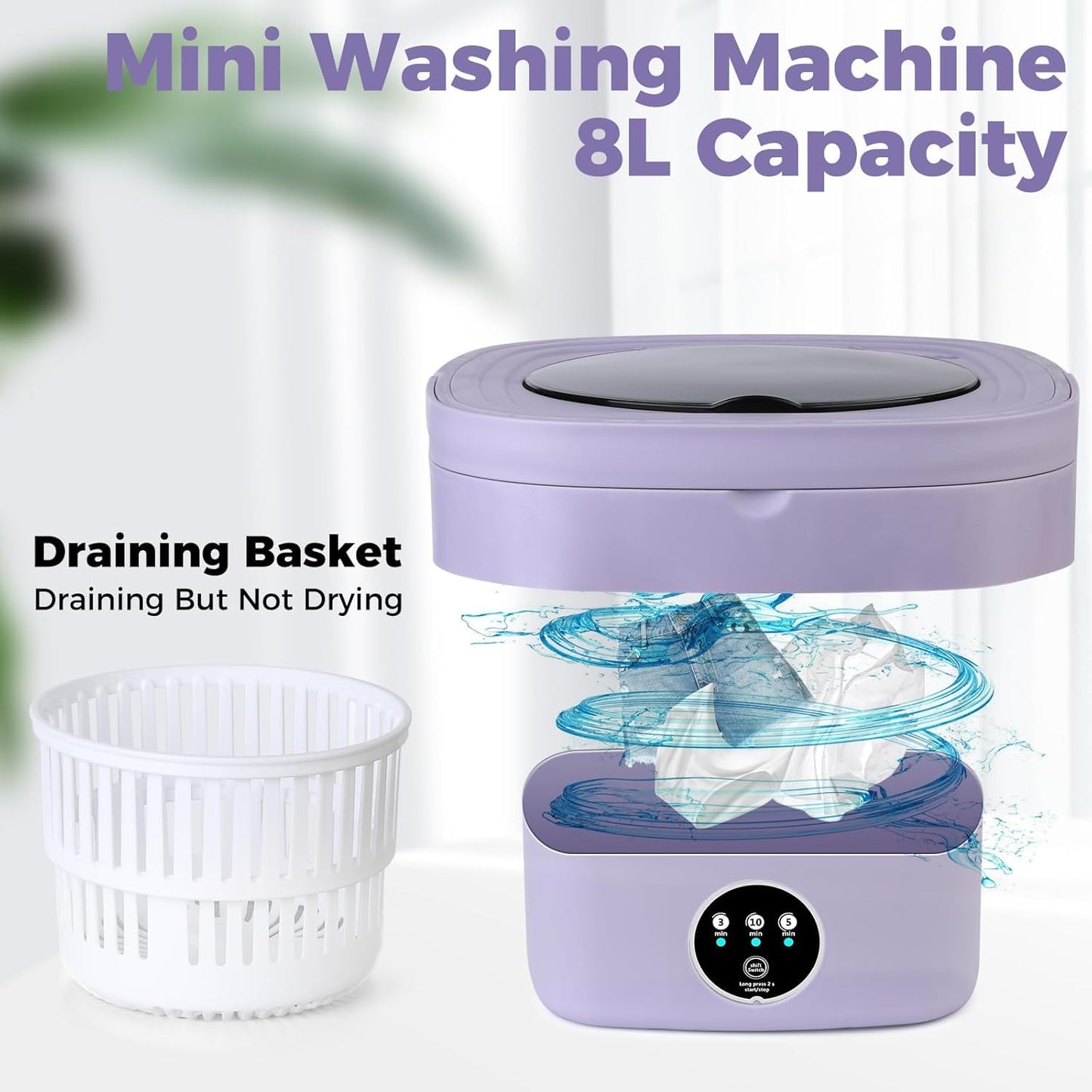 Mini Washing Machine Portable Foldable Automatic Washer for Baby Clothes, Underwear, Travel and Small Laundry Loads with Compact Lightweight Design (A2)