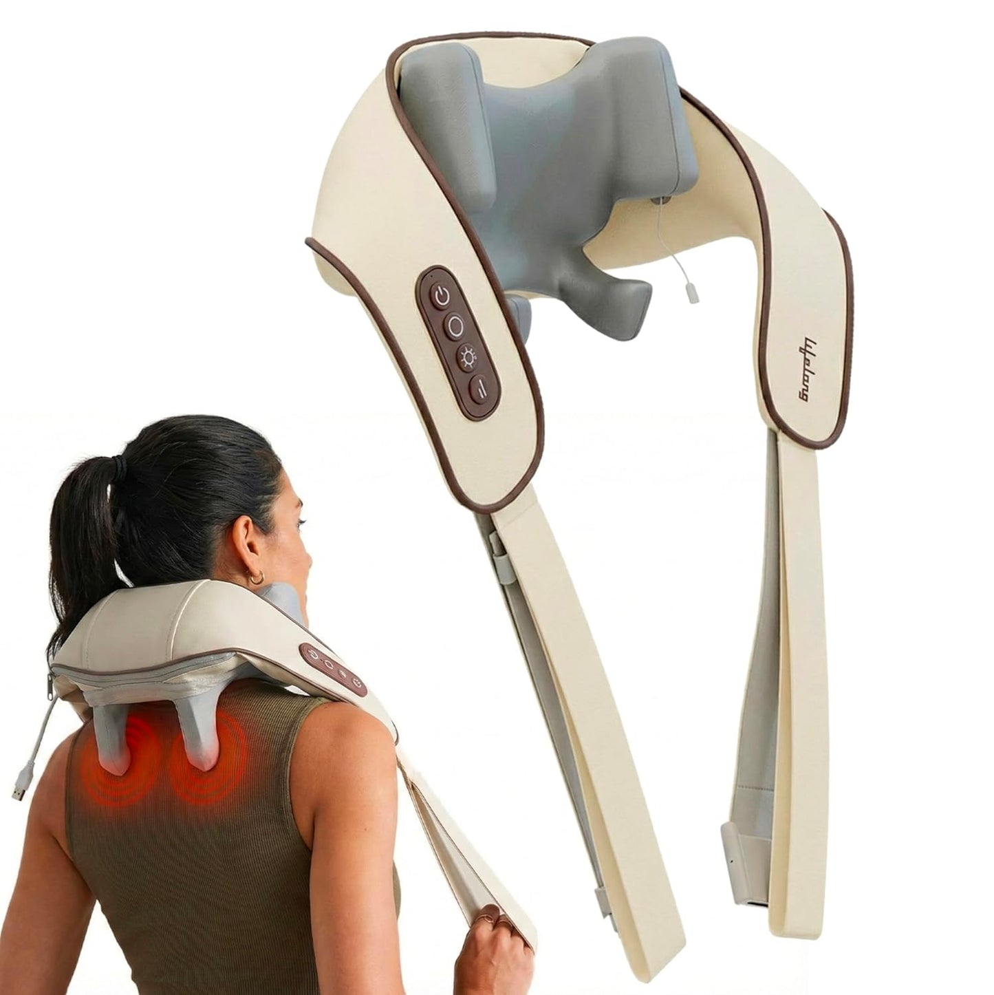 Lifelong Manual Dual Pressure Cervical Neck Shoulder Legs Waist Muscles Pain Relief Massage Roller, Trigger Point Roller, Acupressure Points Self Massager