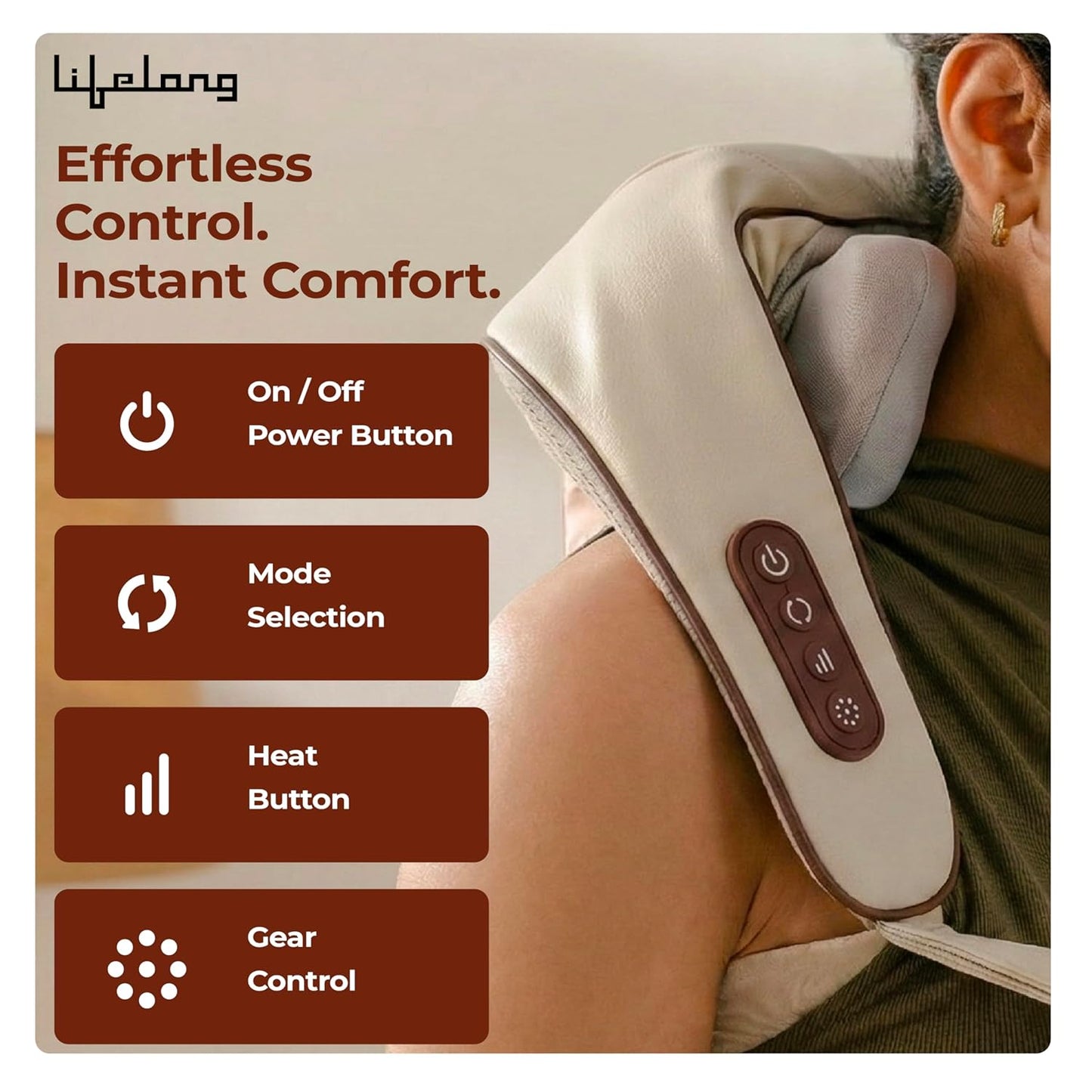 Lifelong Manual Dual Pressure Cervical Neck Shoulder Legs Waist Muscles Pain Relief Massage Roller, Trigger Point Roller, Acupressure Points Self Massager