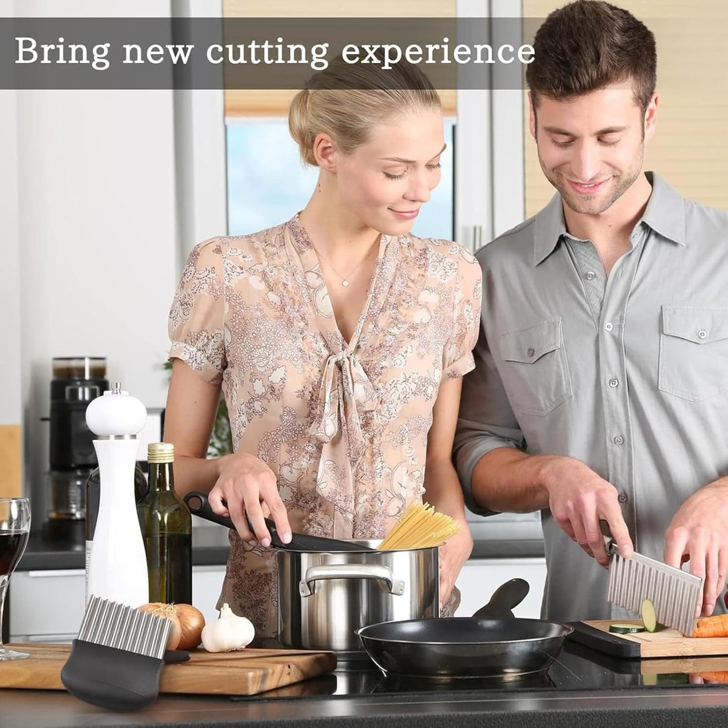 Stainless Steel Crinkle Cut Knife Vegetable Potato Chip Cutter with Wavy Blade Cutter