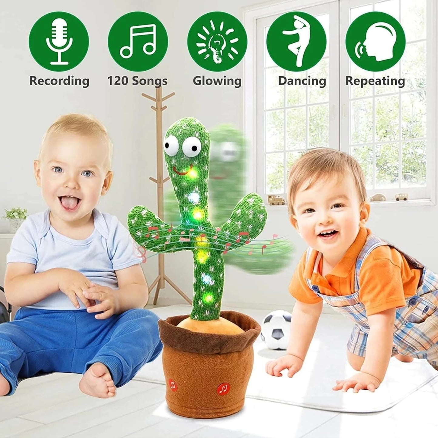 aonetraders Dancing Cactus Toy for Kids Singing Cactus Plant Toy with led Light Talking Recording Repeat Voice Soft Plush Cactus for Babies Toddlers Home Decor Gift