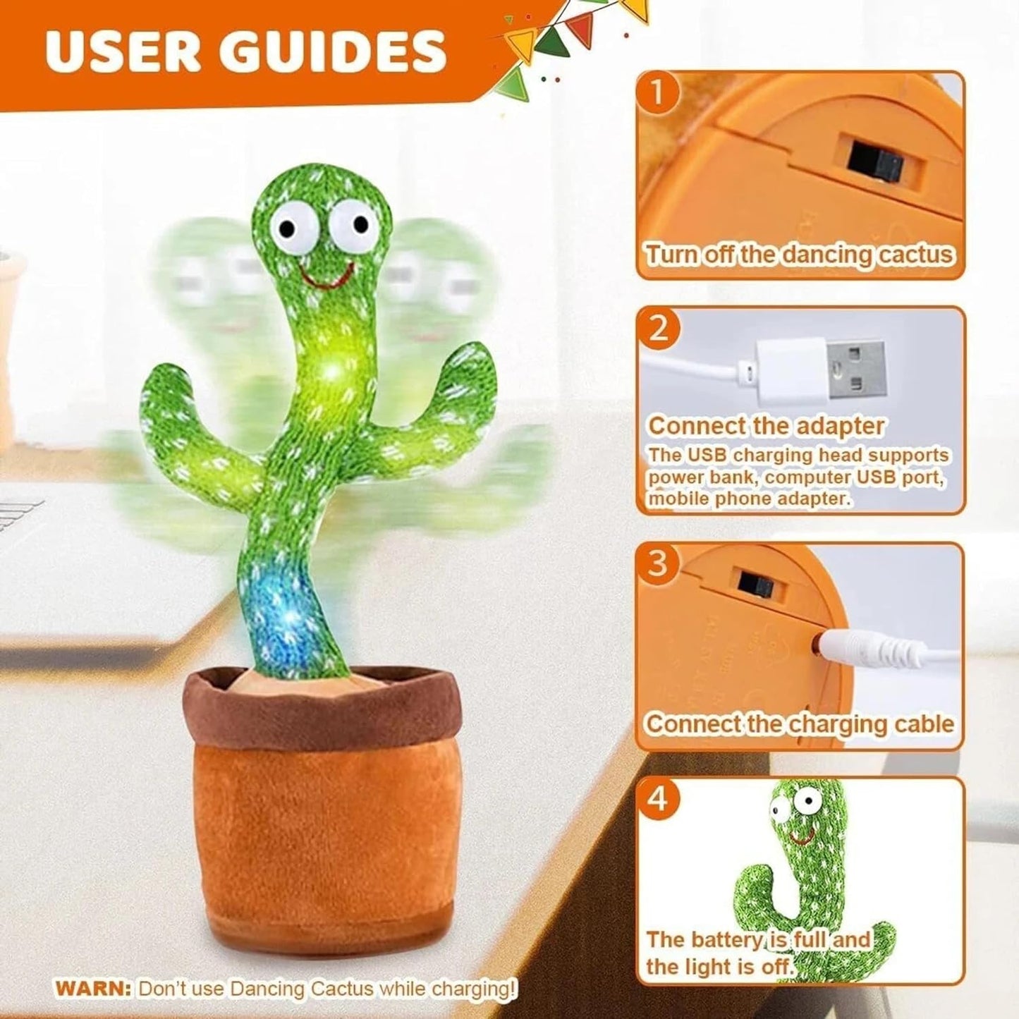 aonetraders Dancing Cactus Toy for Kids Singing Cactus Plant Toy with led Light Talking Recording Repeat Voice Soft Plush Cactus for Babies Toddlers Home Decor Gift