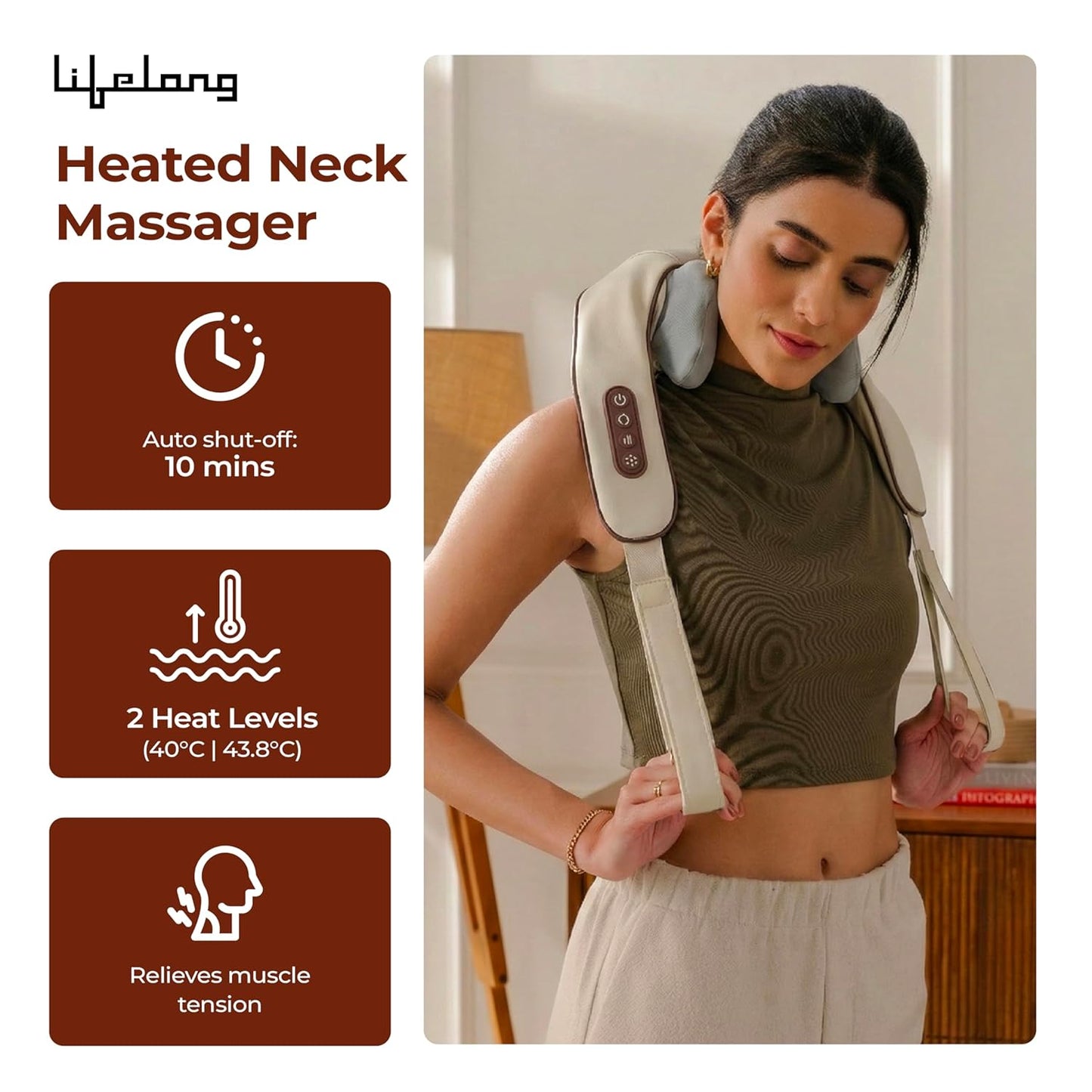 Lifelong Manual Dual Pressure Cervical Neck Shoulder Legs Waist Muscles Pain Relief Massage Roller, Trigger Point Roller, Acupressure Points Self Massager
