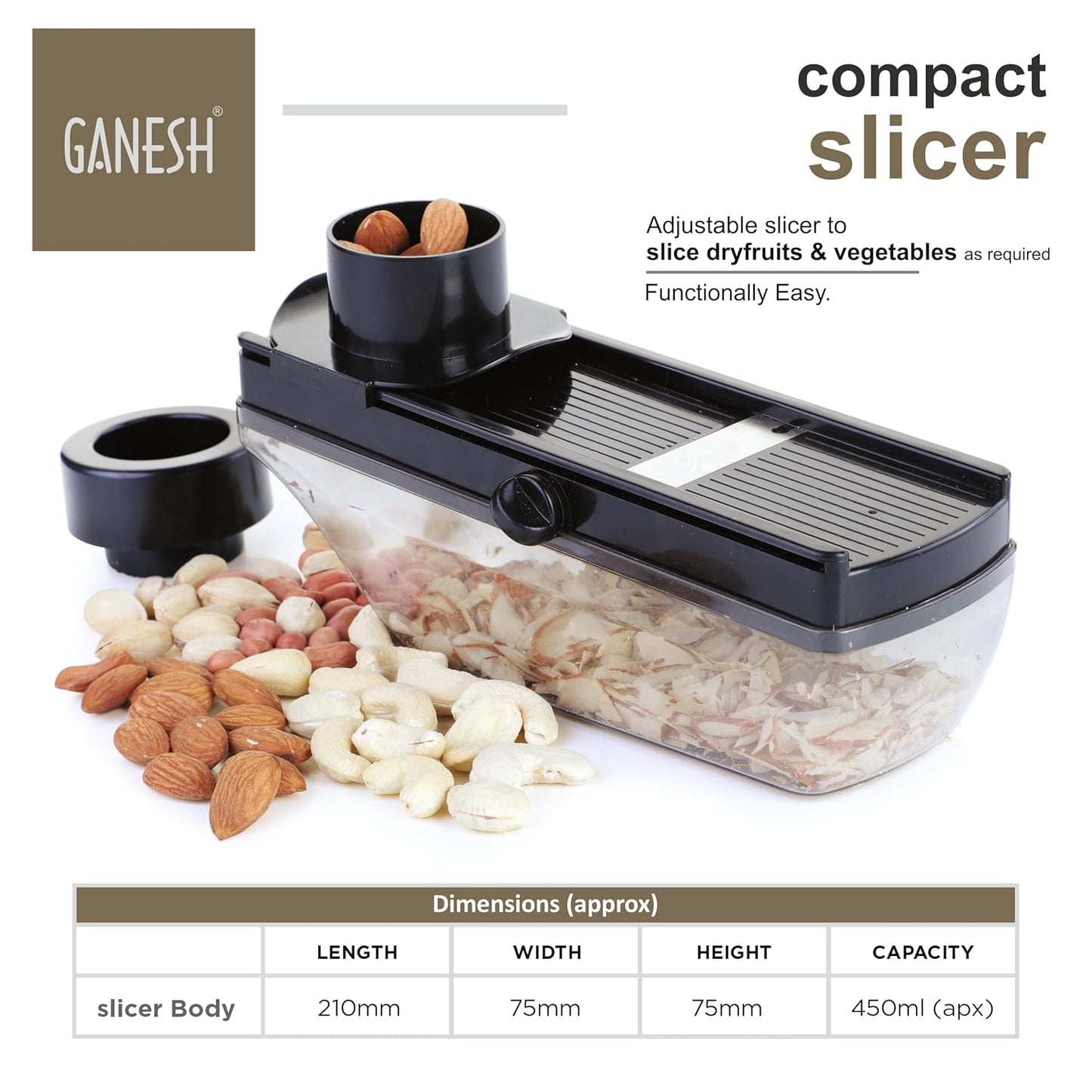 Plastic Vegetable Slicer & Dry Fruit Cutter, Black