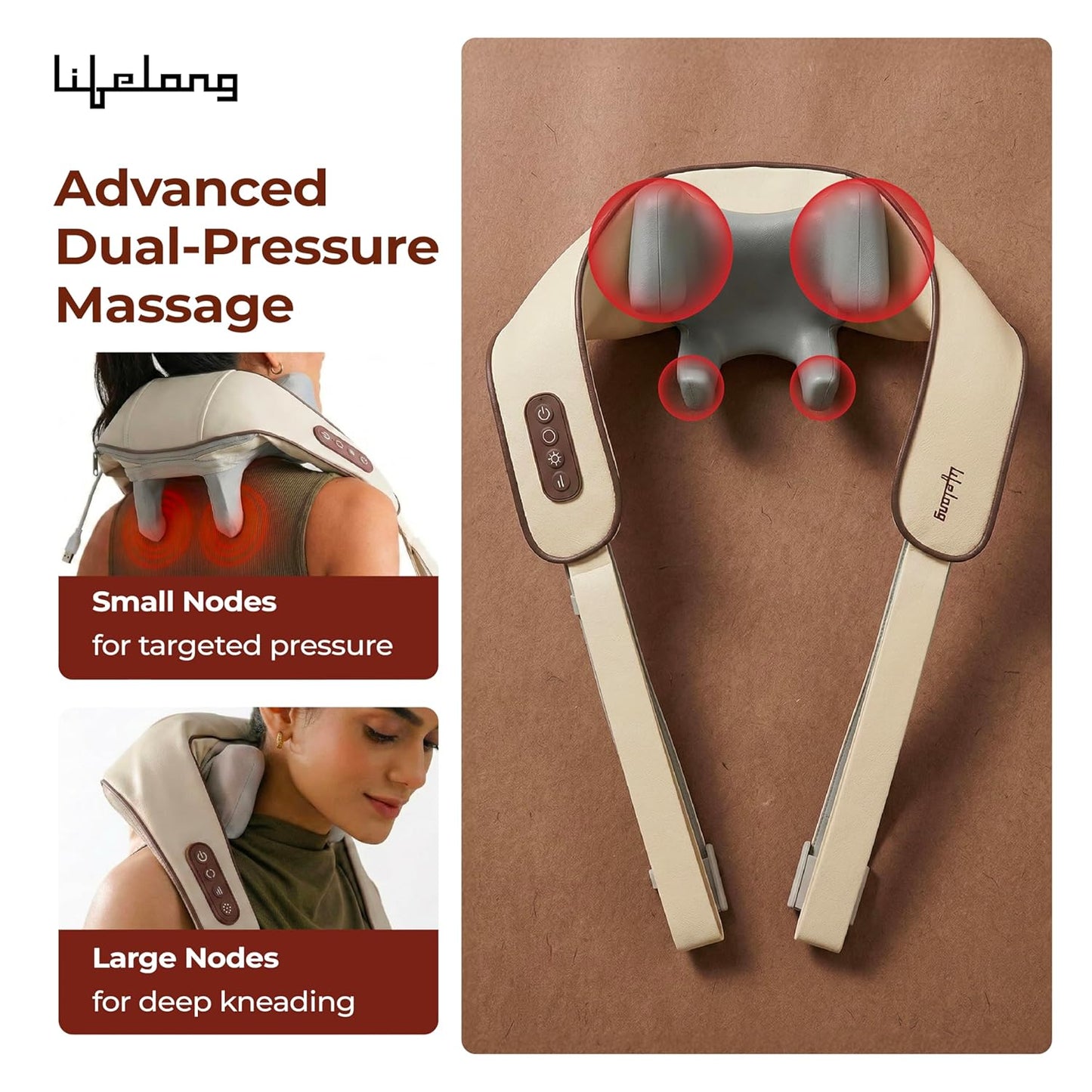 Lifelong Manual Dual Pressure Cervical Neck Shoulder Legs Waist Muscles Pain Relief Massage Roller, Trigger Point Roller, Acupressure Points Self Massager