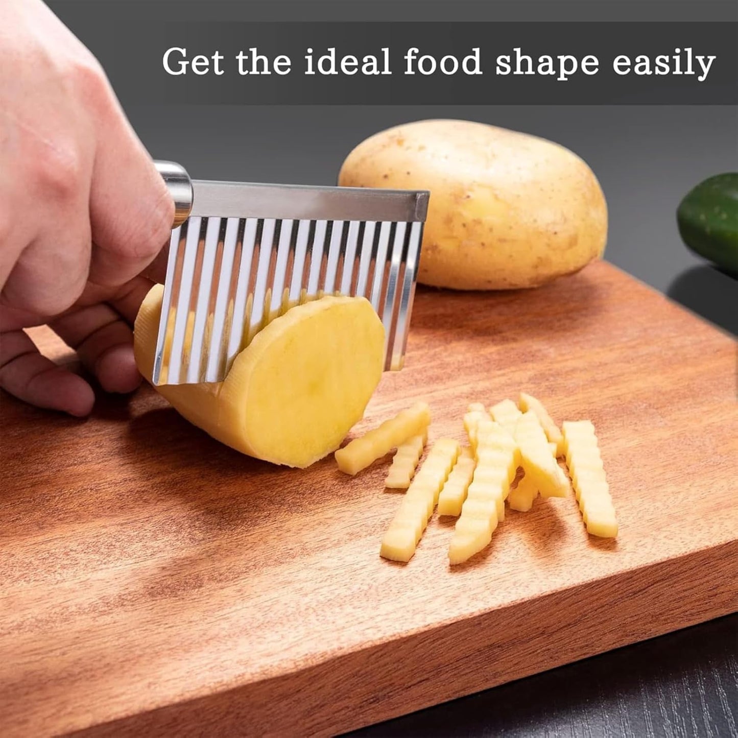 Stainless Steel Crinkle Cut Knife Vegetable Potato Chip Cutter with Wavy Blade Cutter