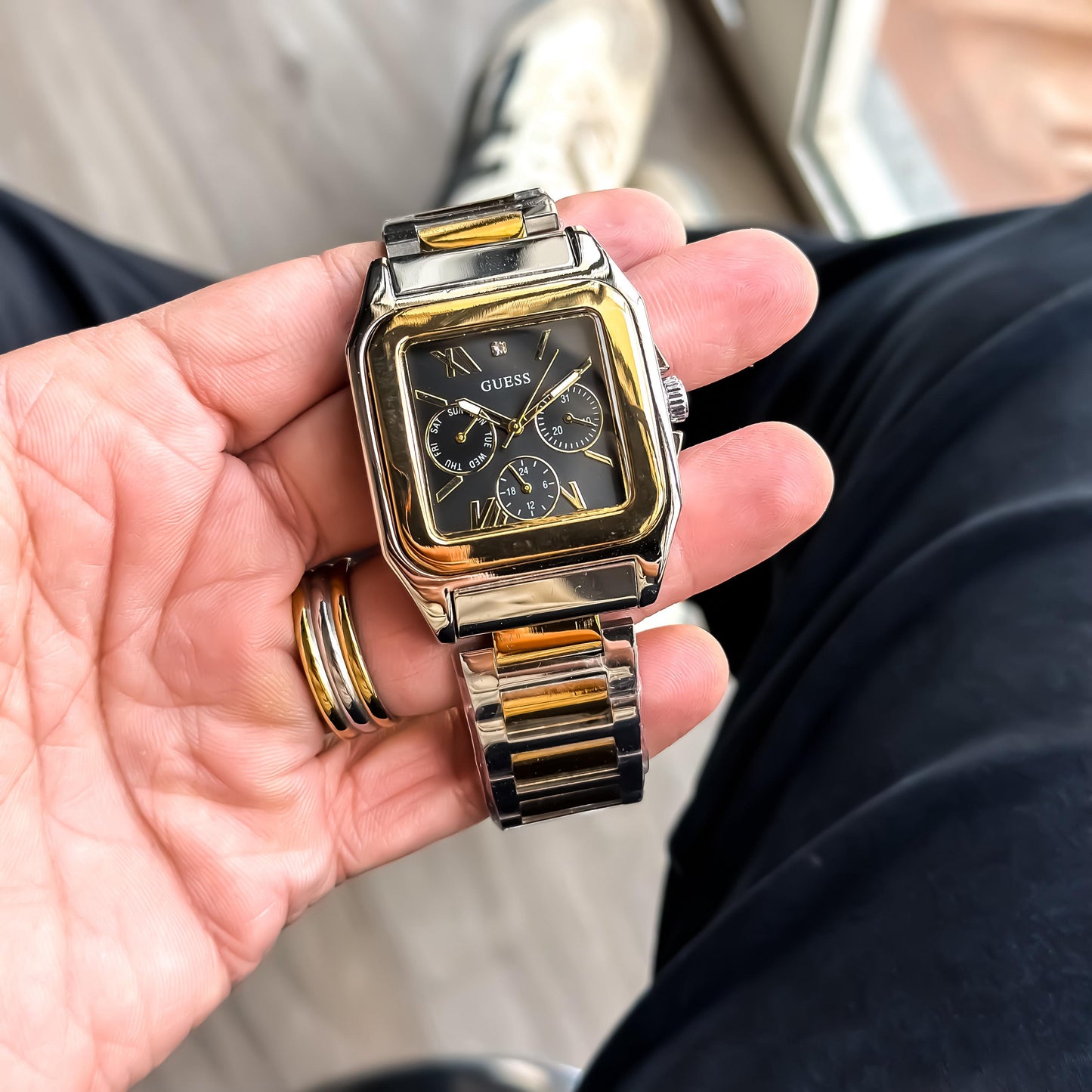 Gold Twotone With Hot Black Dial