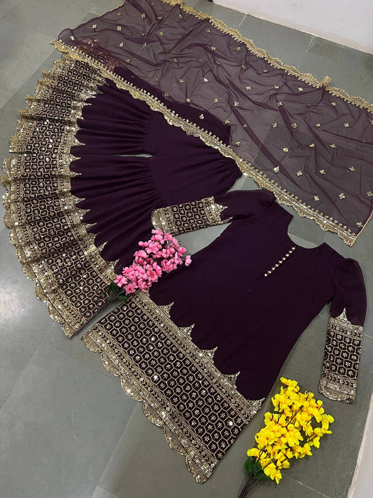 HEAVY PURE VICHITRA SILK FABRIC WITH FULL KALI PATTERN ANARKALI