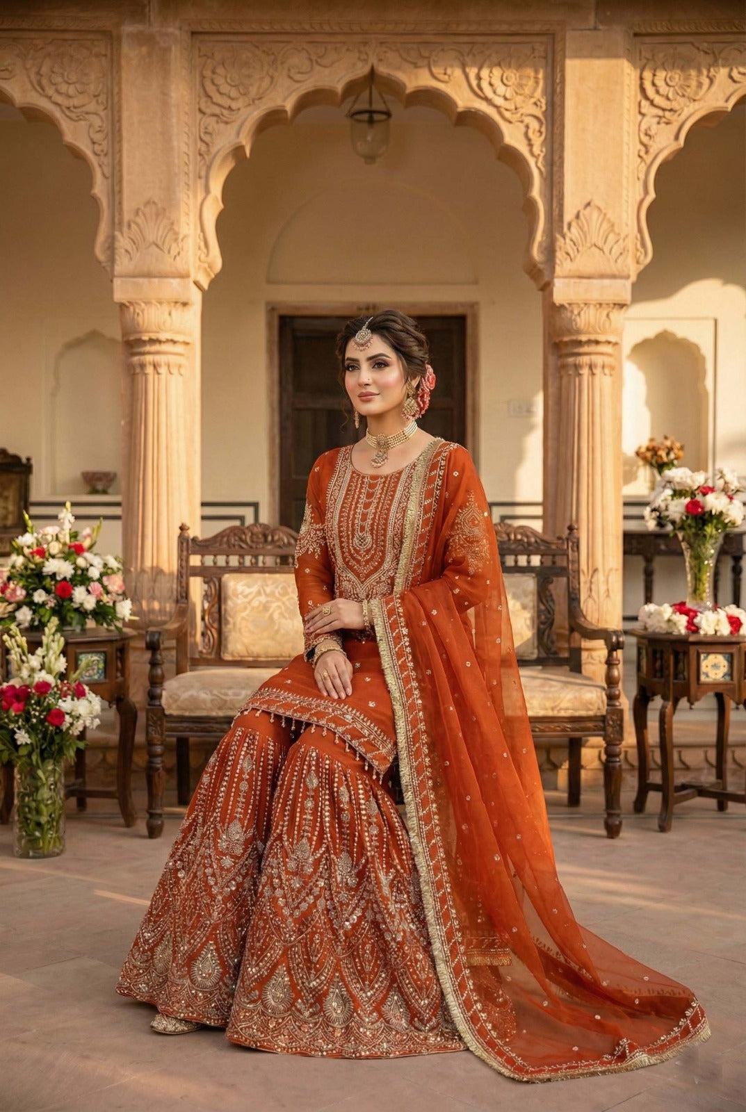heavy GEORGETTE + Beautiful all over sequence Embroidery work  (L , XL, XXL)