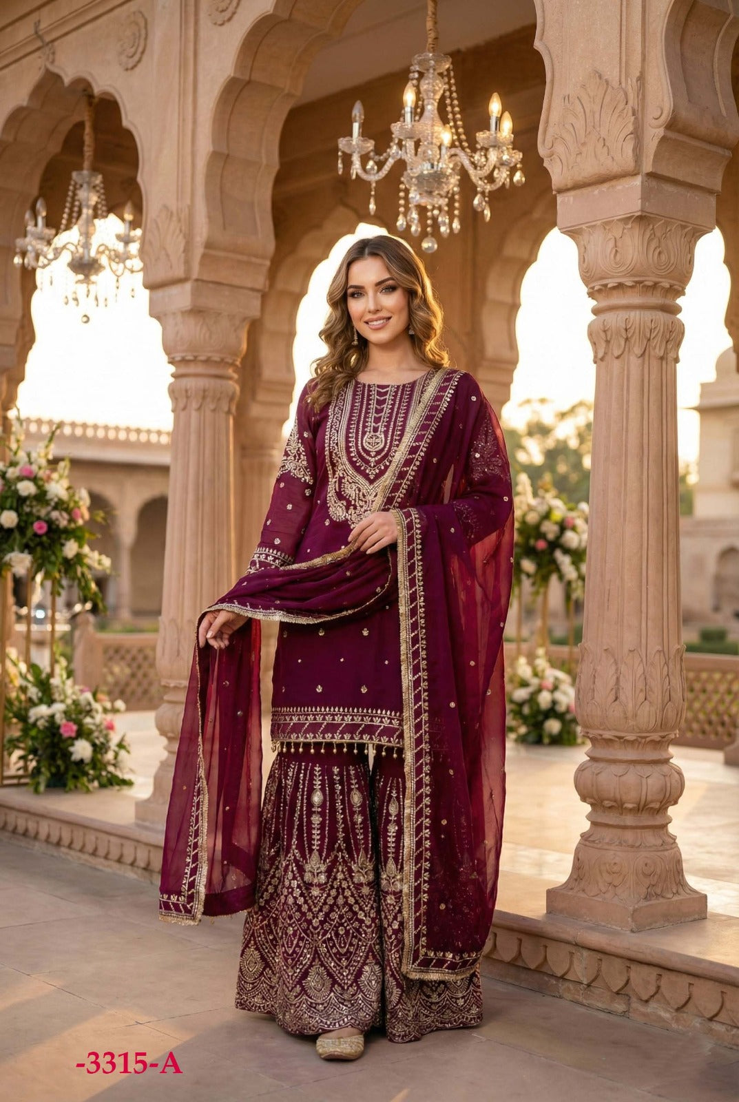 heavy GEORGETTE + Beautiful all over sequence Embroidery work  (L , XL, XXL)