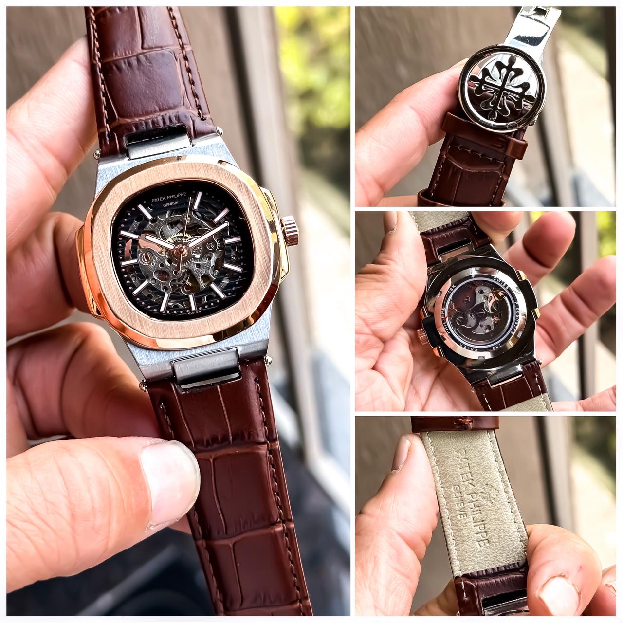 PATEK AUTO ROSE SILVER BROWN
