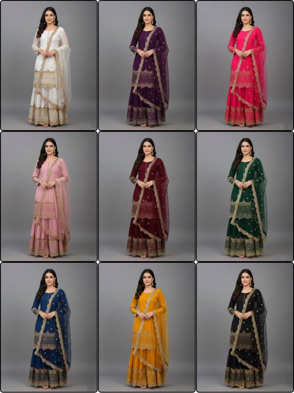 HEAVY PURE VICHITRA SILK FABRIC WITH FULL KALI PATTERN ANARKALI