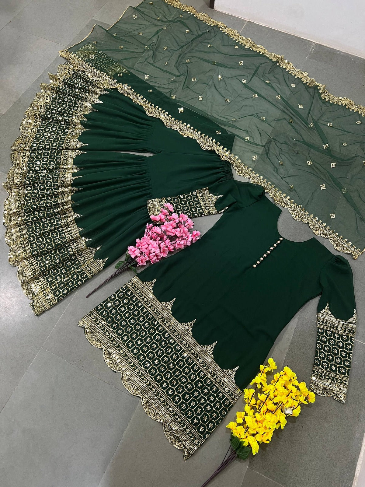 HEAVY PURE VICHITRA SILK FABRIC WITH FULL KALI PATTERN ANARKALI