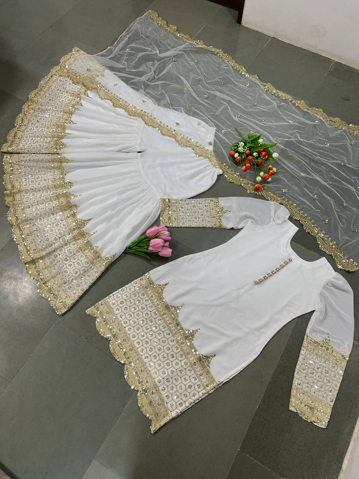 HEAVY PURE VICHITRA SILK FABRIC WITH FULL KALI PATTERN ANARKALI