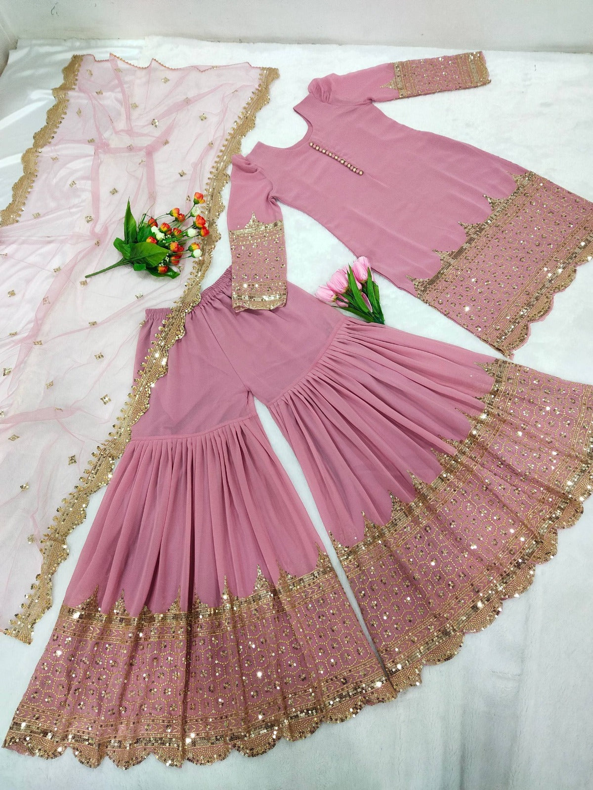 HEAVY PURE VICHITRA SILK FABRIC WITH FULL KALI PATTERN ANARKALI