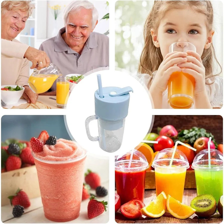 2 In1 Portable Crusher Juicer With Handle & Straw for Smoothie Sipper USB Rechargeable (340 ml)