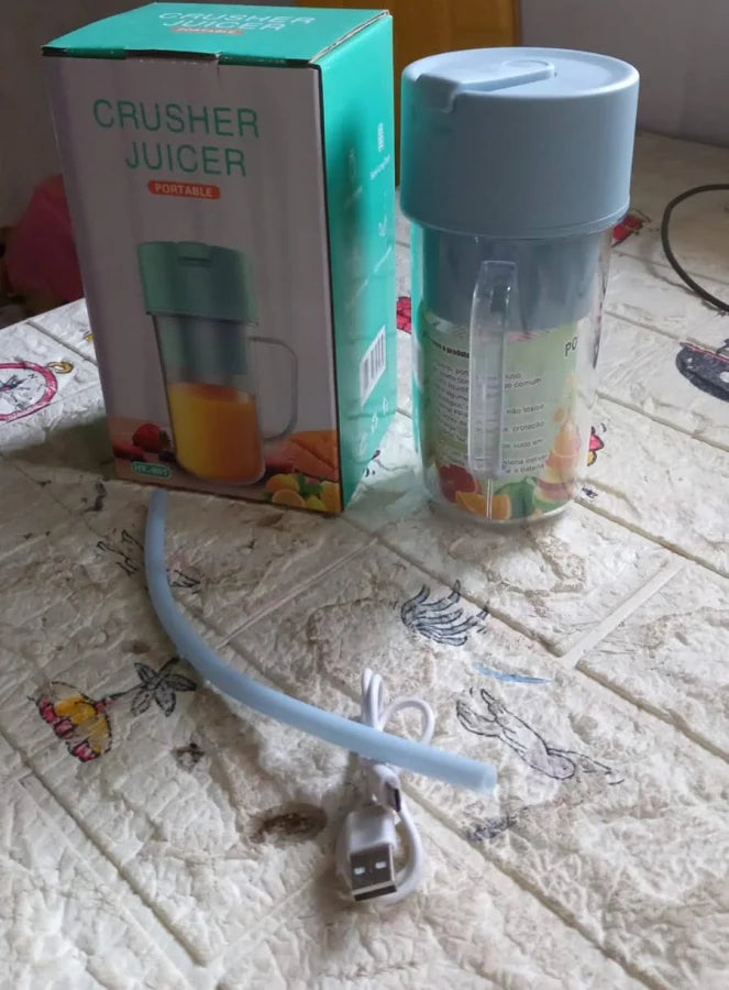 2 In1 Portable Crusher Juicer With Handle & Straw for Smoothie Sipper USB Rechargeable (340 ml)