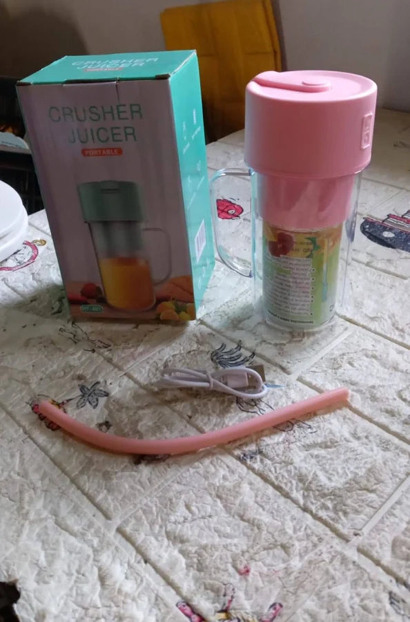 2 In1 Portable Crusher Juicer With Handle & Straw for Smoothie Sipper USB Rechargeable (340 ml)